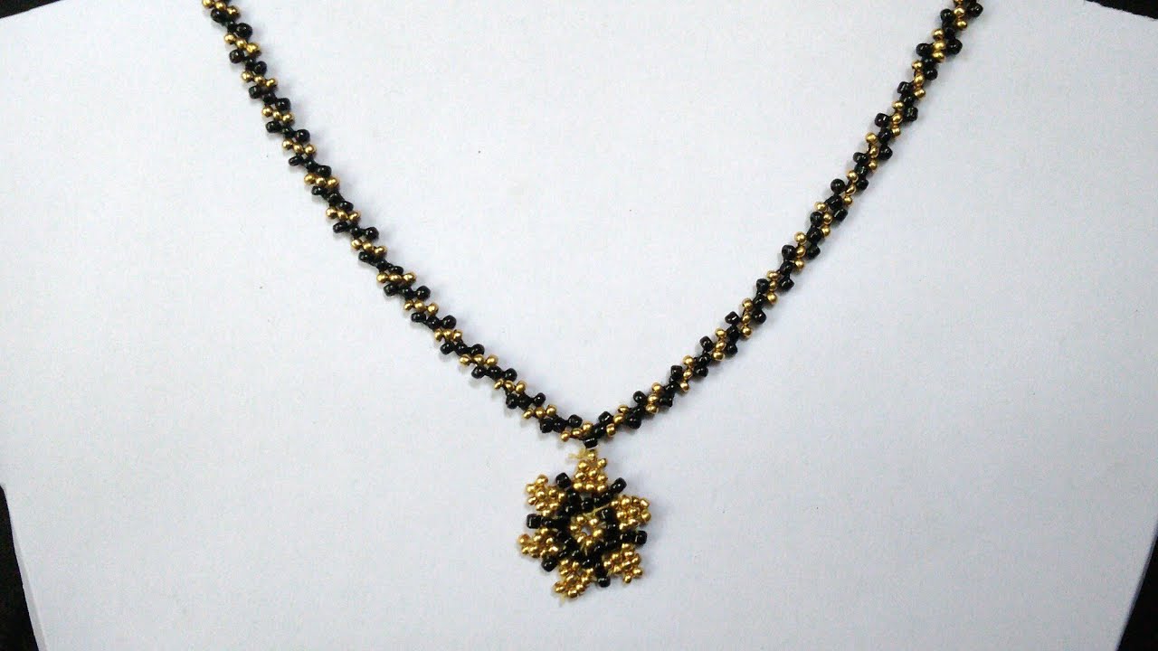 Mangalsutra making at home | DIY beaded jewelry chain making