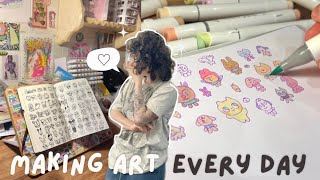 making art every day for a week ✰ gouache painting, digital art, & acrylic marker drawings