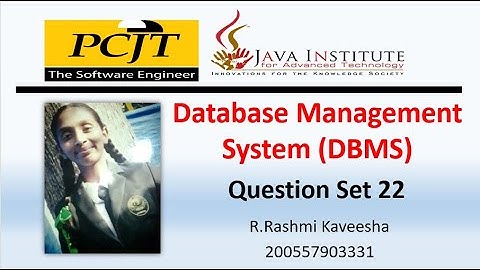 Java Institute || Database Management System(DBMS) || Question Set 22