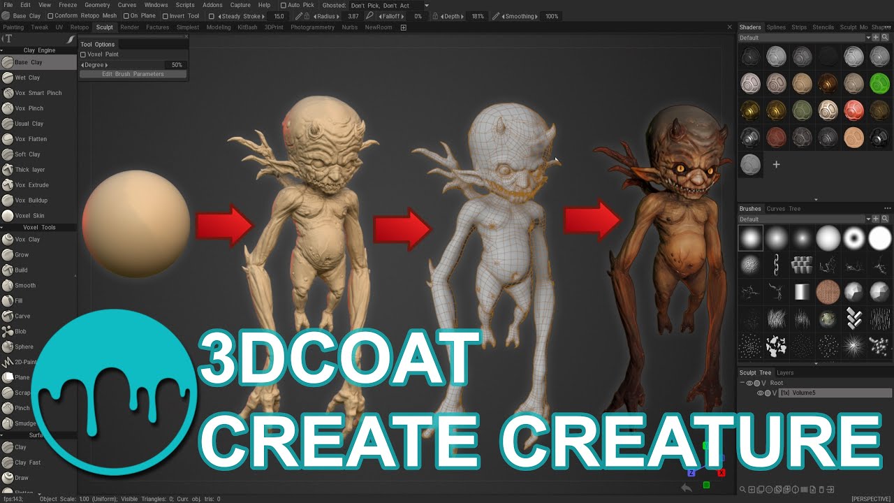Full Pipeline to create a creature in 3DCoat. - YouTube