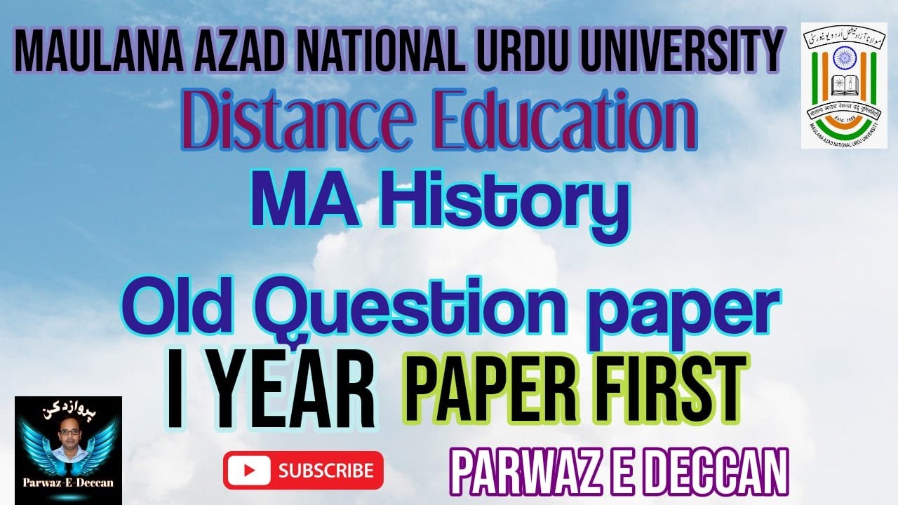 MA HISTORY I YEAR OLD PAPER (PAPER FIRST)