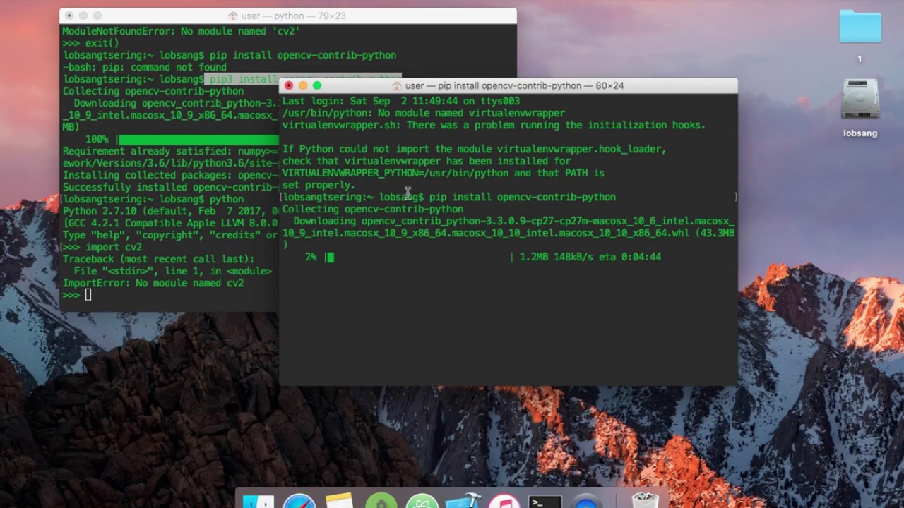 install opencv for python 3.5 on mac
