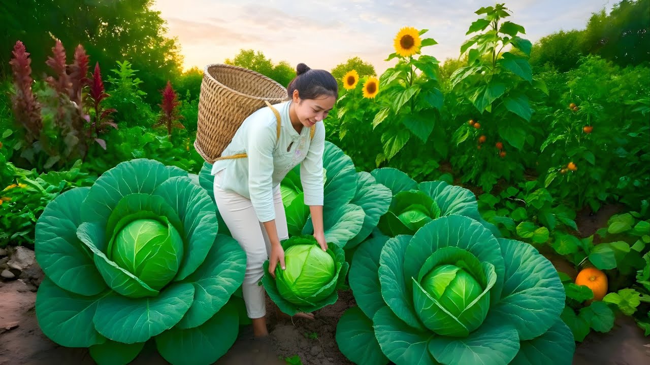Harvesting Over 1000 Giant Cabbages and Bringing Them to the Market | Countryside Life