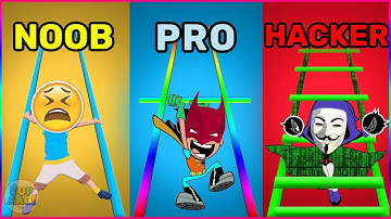 NOOB vs PRO vs HACKER in Roof Rails | All Levels Gameplay
