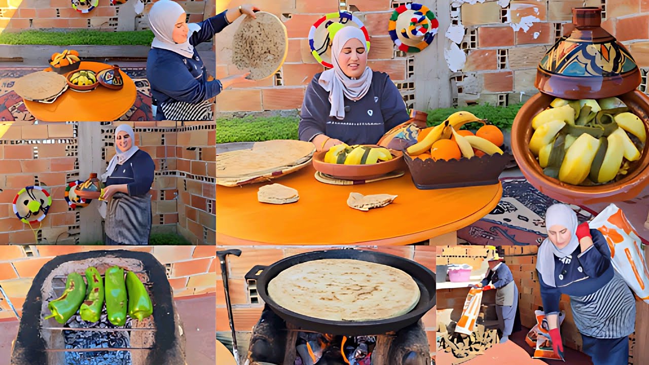 خبز المطلوع الريفي على الحطب مع الطاجين المغربي🇲🇦 بنكهة أصيلة😋