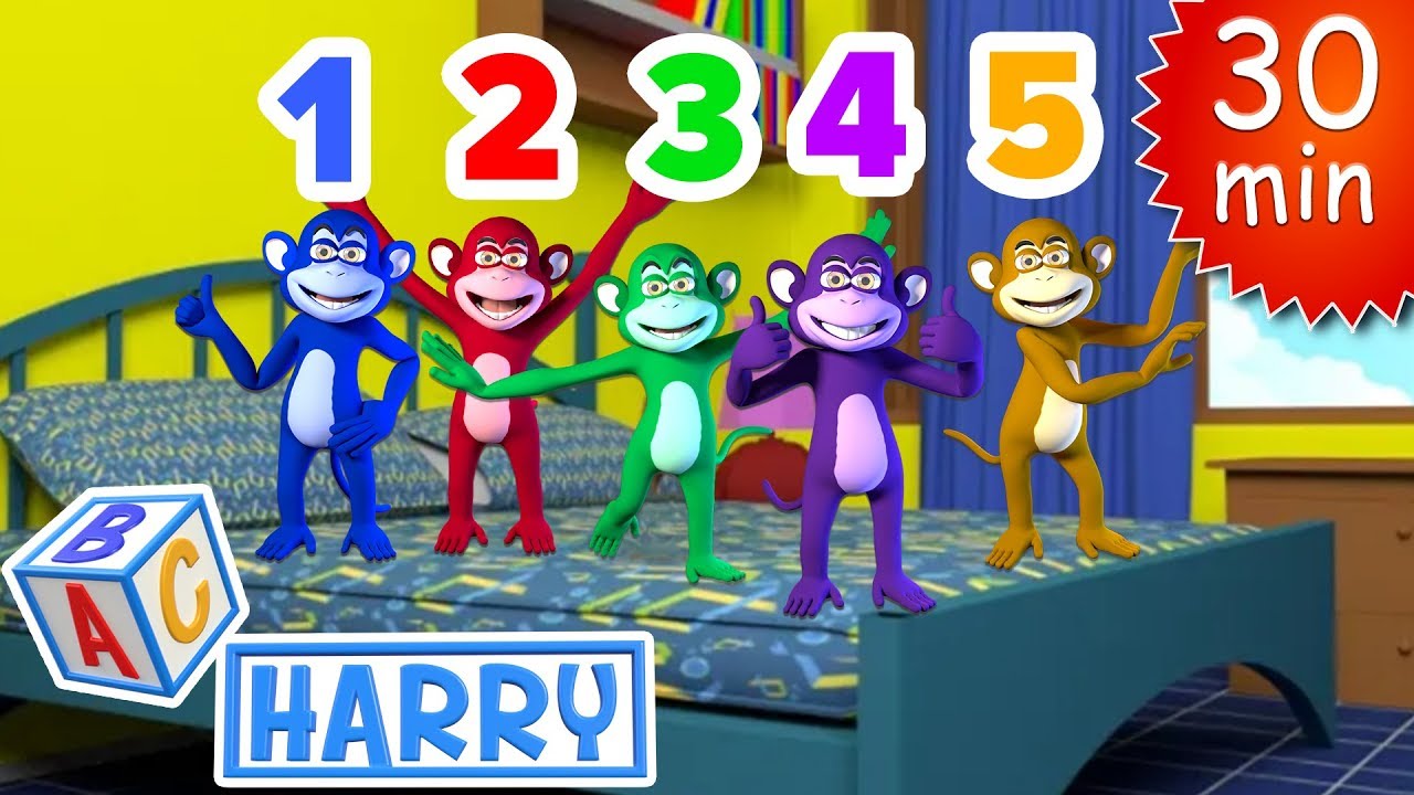 Five Little Monkeys | +More Nursery Rhymes & Kids Songs - ABC Harry ...