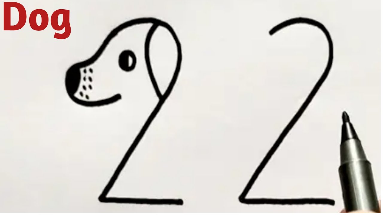 How to Draw Easy🐕 Dog From Number 22 | Number Drawing - YouTube