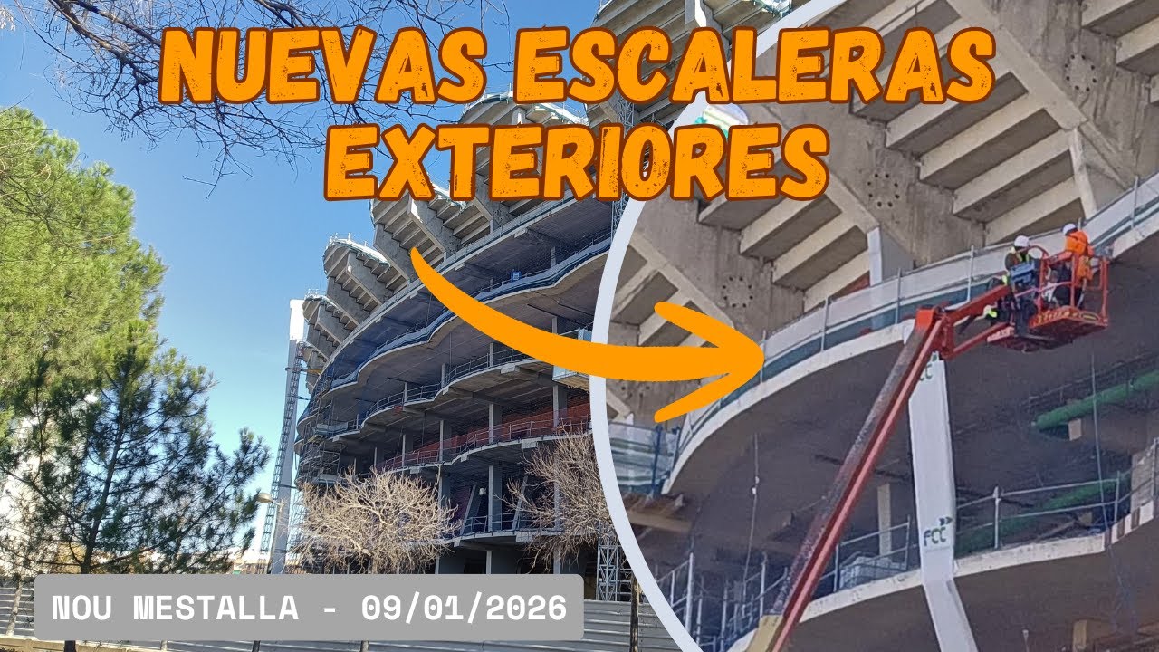 Vlog Nou Mestalla - 09/01/2026 | Todo listo para la instalación de las escaleras exteriores