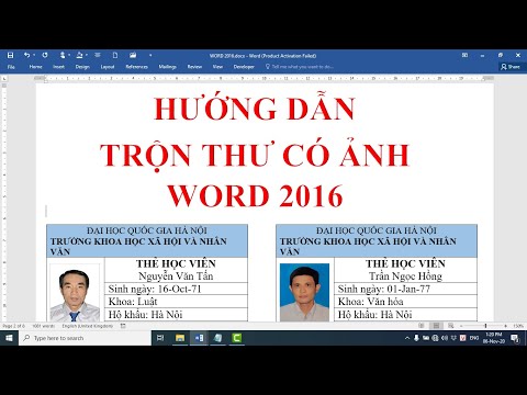 Video HƯỚNG DẪN TRỘN THƯ CÓ ẢNH TRONG WORD 2016 - youtube