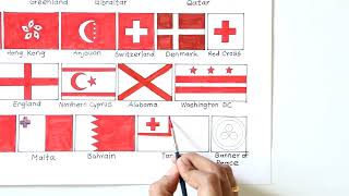 Learn to Draw Flags of Bahrain,Tonga, Banner of peace,