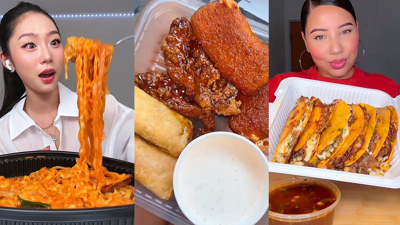 Asmr EATING Compilation 🍔|| 9 || ramen, birria tacos, chilis, egg rolls and more!