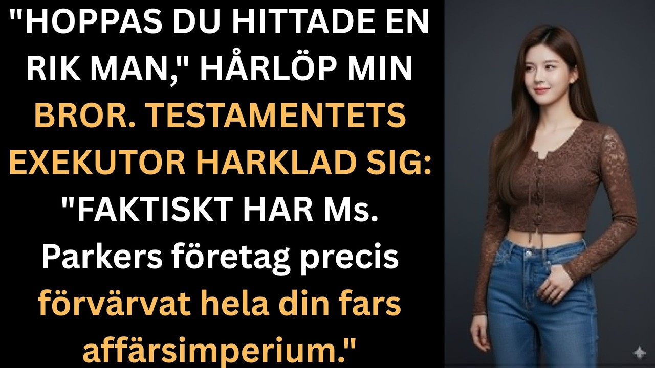 Konferensrummet med mahognepaneler kändes kvävande när Mr. Harrison rättade till glasögonen och sa: "Andersson Properties har förvärvats av Parker Technologies." Min bror Michaels dyra penna föll...