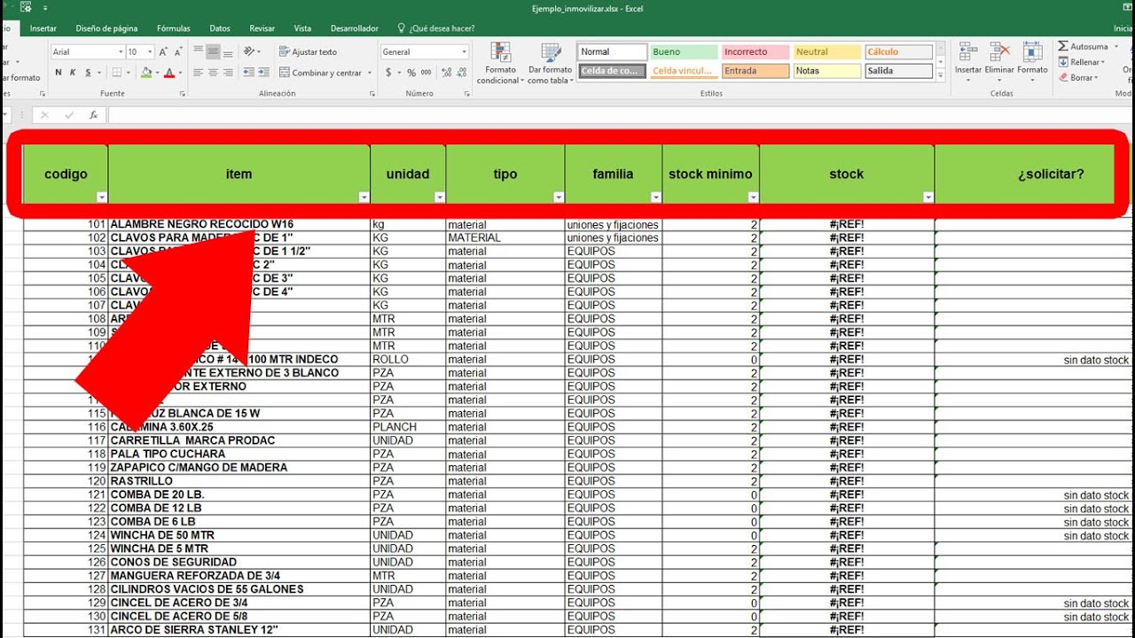 Fijar fila excel