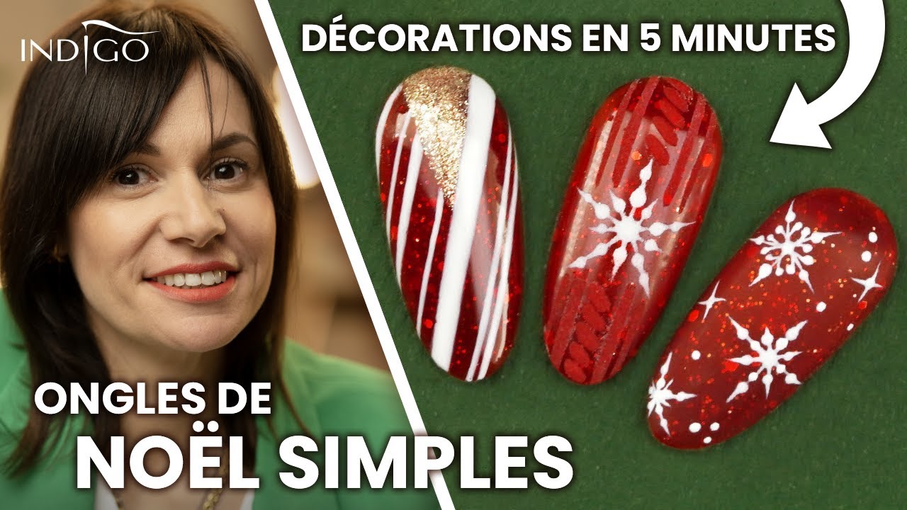 Ongles de Noël - comment faire des ongles rouges pailletés pour les
