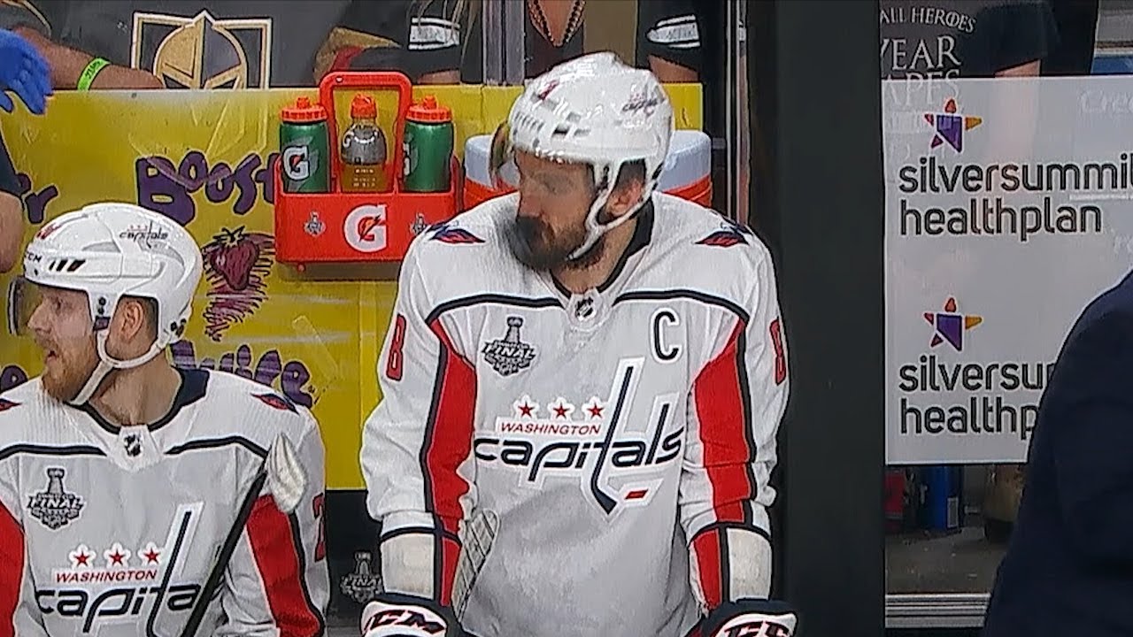 Alex Ovechkin takes puck to face 