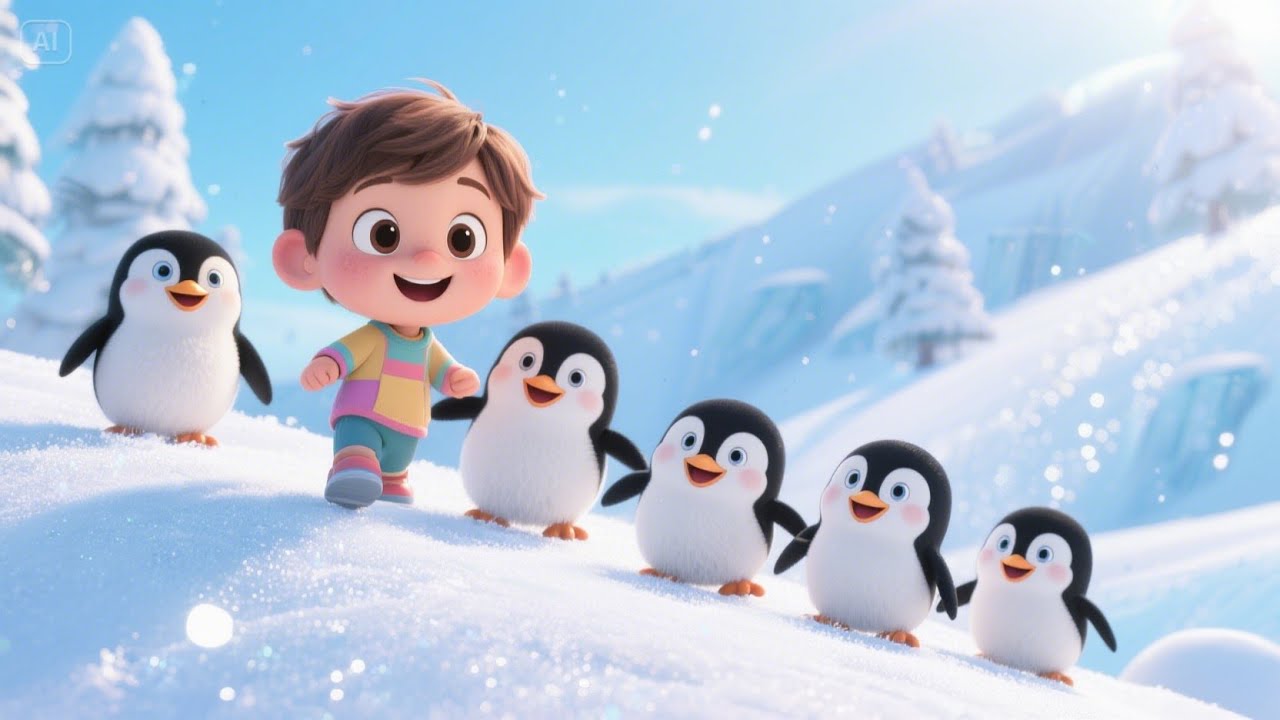 Little Penguins Slide on the Ice | Cool Counting Song for Kids | Slide ...