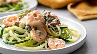 Keto One Pot Shrimp Alfredo With Zoodles