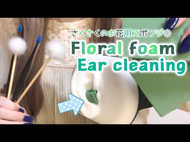 [ASMR]フローラルフォーム詰めの鼓膜を耳かき💐stuff a tympanic with floral foam / Ear cleaning【両耳かき/睡眠導入/睡眠用/少し耳元囁き】