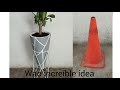 increíble idea de como hacer maceta de cemento con materiales reciclados