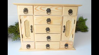 New wooden drawer apothecary boxes are available on ExiArts website pinewood jewelry box