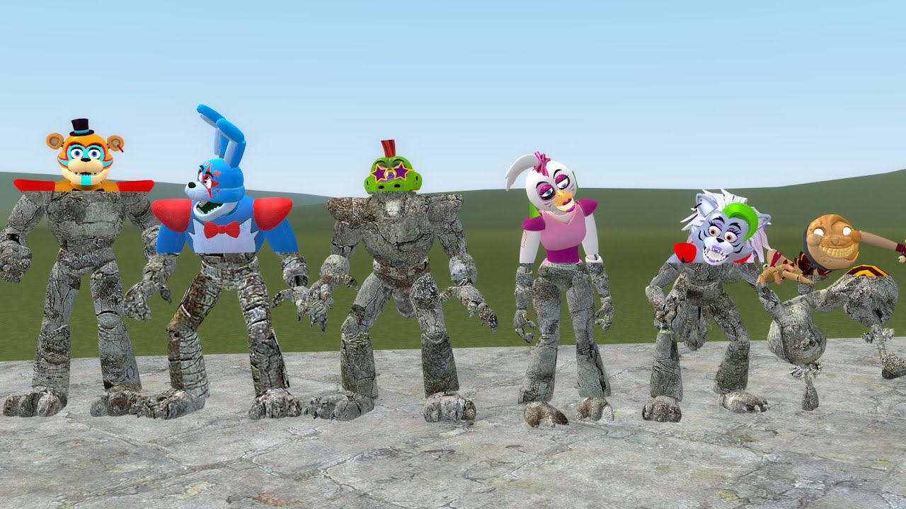 TURNING ALL FNAF Security Breach ANIMATRONICS INTO STONE ON GMOD! - YouTube