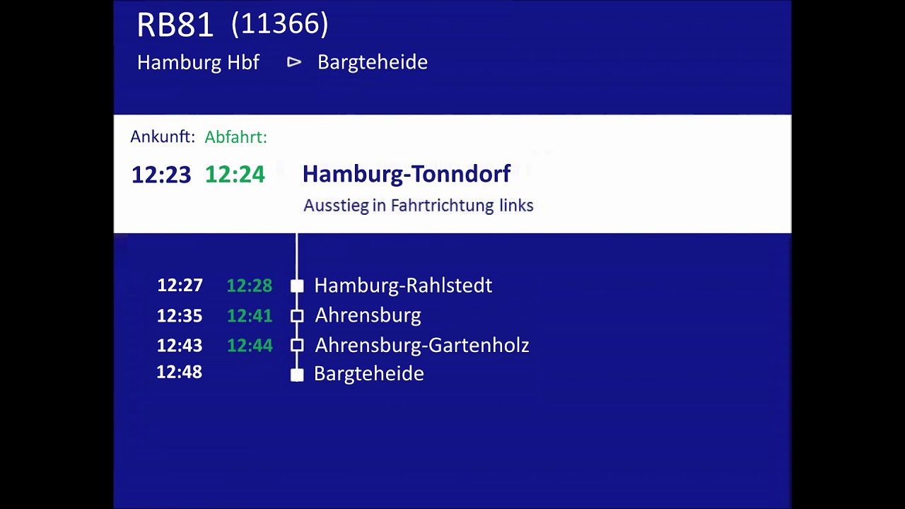 [DB Regio Schleswig-Holstein] Ansagen aus der RB81 | Hamburg Hbf - Bargteheide