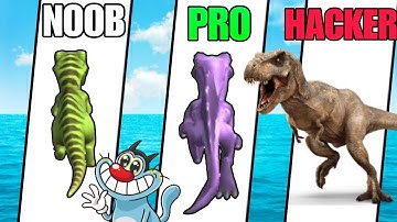Noob vs Pro vs Hacker in dino evolution game oggy with jack
