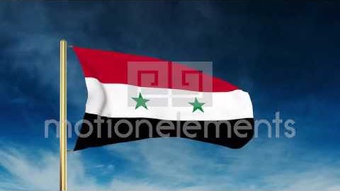 Syria Flag Slider Style. Waving In The Win With Cloud Background Animation Stock Animation