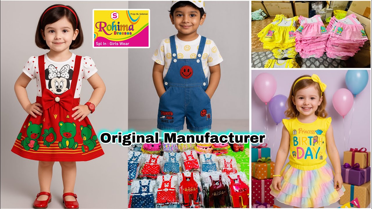 ₹35, ₹45, ₹55, Kids Cotton, Hosiery Dress Manufacturer || Frock, Skate Top, Dangree, Hot Pant, Midi