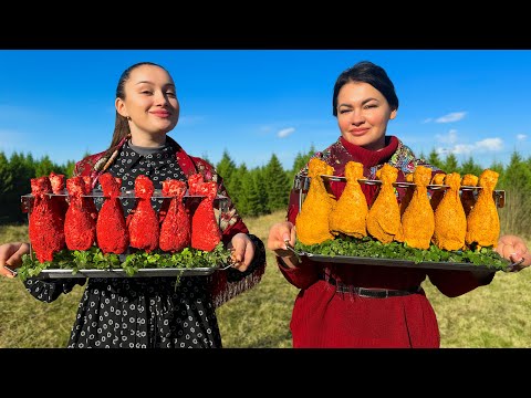 Видео: Разноцветные Куриные Ножки с Хрустящей Корочкой! Рецепт Шаурмы на Мангале
