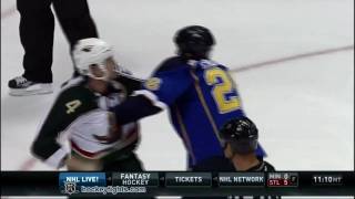 Clayton Stoner vs B.J. Crombeen Sep 24, 2010