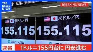 【速報】1ドル＝155円台　じわじわ円安止まらず｜TBS NEWS DIG