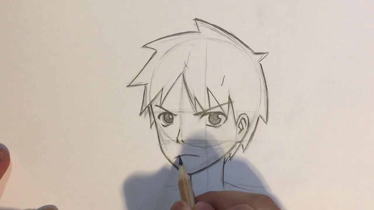 How to Draw Anime Boy Face 3/4 View [No Timelapse] - YouTube