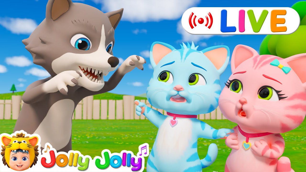 LIVE🔴Three Little Kittens, Five Little Ducks + More Animal Songs | Jolly Jolly - Learn and Play