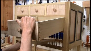 Making a chest of drawers mostly with hand tools. Completing the drawers. Edge gluing the bottom panels. Putting rabbets on a 
