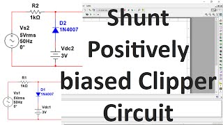 Shunt positively biased positive clipper circuits | Shunt positively biased negative clipper circuit