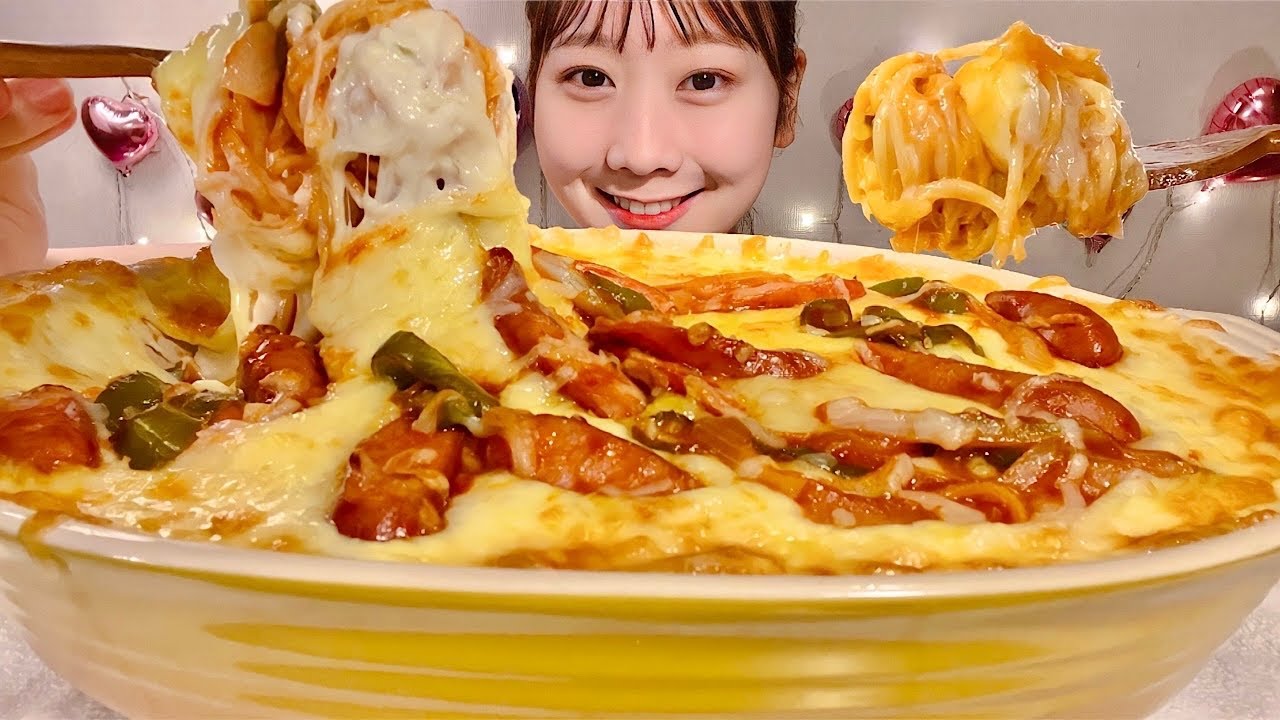 ASMR спагетти гратен【русские субтитры】【Mukbang/ Eating Sounds】