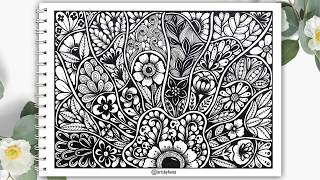 Creative Flowers Zentangle Patterns🌼Relaxing Zentangle Art Tutorial for Stress Relief