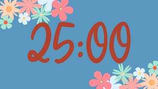 25 Minute Spring Flower Classroom Timer (No Music, Fun Synth Alarm at End)