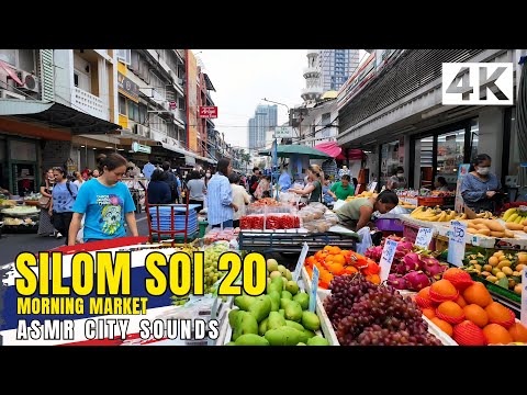 Bangkok, Thái Lan | Chợ Silom Soi 20 Morning | Tour Đi Bộ 4K