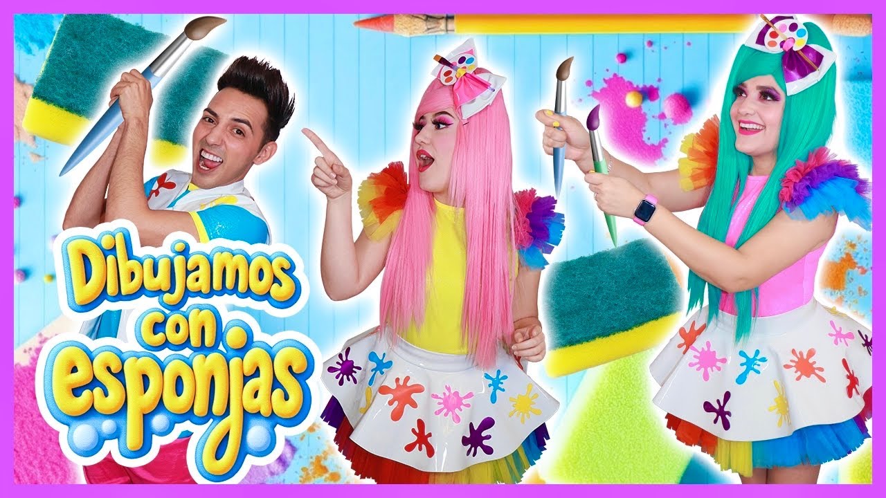 DIBUJOS CON ESPONJA / SHOW PIEDRA PAPEL O TIJERA / DIBUJOS PARA NIÑOS ...