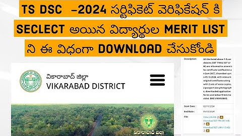 TS DSC 2024 Vikarabad distric Certificate verification 1:3 merit list ||TS DSC Merit list