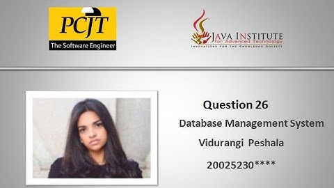 Database Management System | Question 26| Java Institute