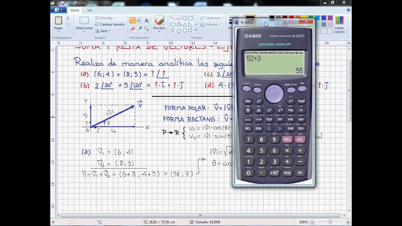 Suma de vectores con calculadora - YouTube
