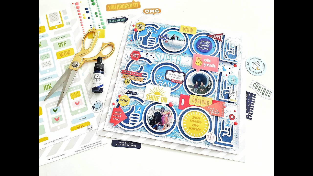 Super Cool Mixed Media and Freebie Cut File Scrapbook Page | Amanda Baldwin