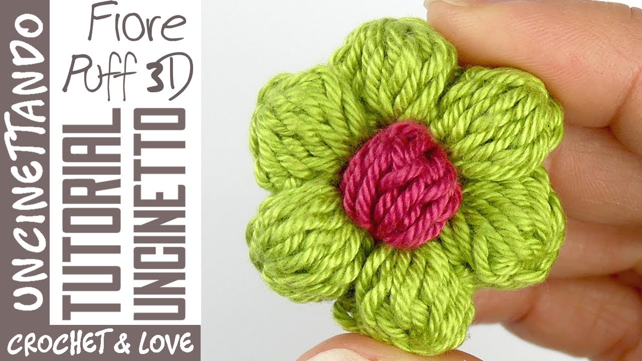 How to Make the Simple and 3d Crochet Puff Flower (subtitles in English and  Spanish) - YouTube