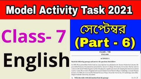 Class 7 English part 6 Model Activity Task September