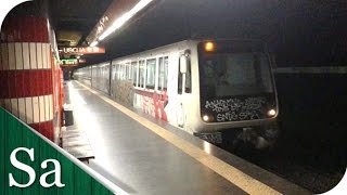 Train arriving at Rome Metro station - (Rapid transportation, underground public transportation)