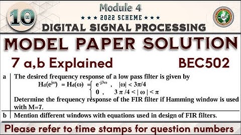 10.Digital Signal Processing (DSP) Q7 a,b Model Paper Solution 5th Sem ECE 2022 Scheme VTU BEC502
