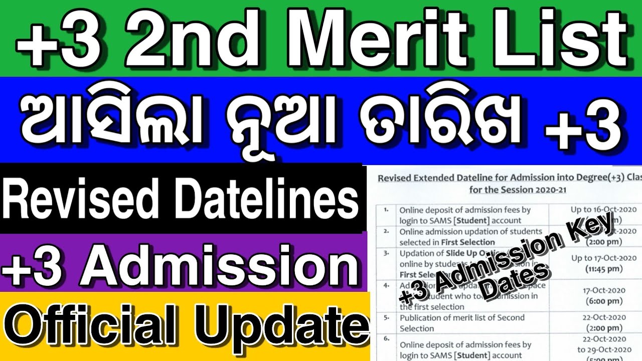 New DateLines For +3 Admission | Plus Three Second Merit List Date ...